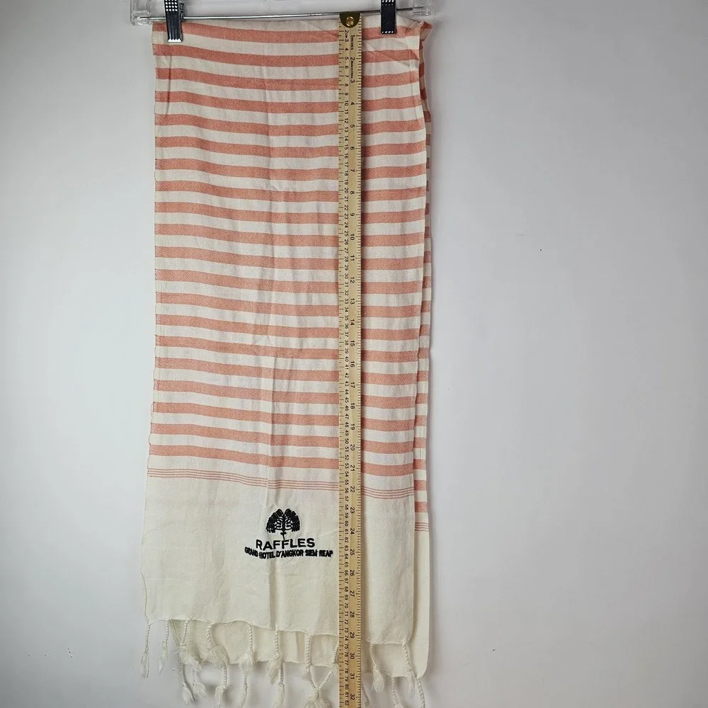Raffles Grand Hotel D'Angkor Siem Reai Singapore Scarf Shawl White Pink Fringe